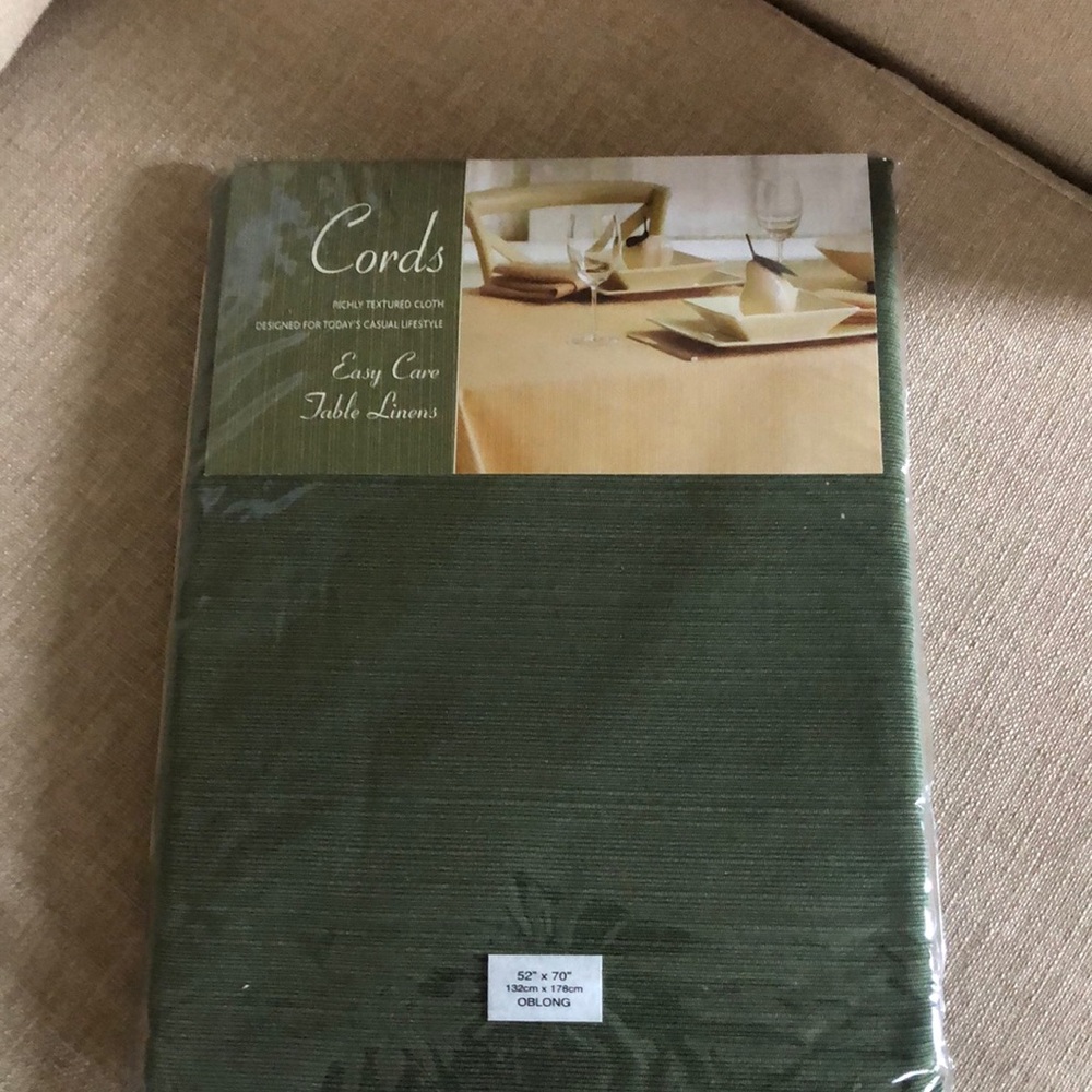cords oblong sage table linens